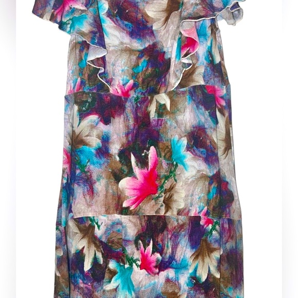 Soft Surroundings Italian Dreams Floral Tiered Maxi Dress w/ Flutter Sleeves, L - Picture 6 of 11